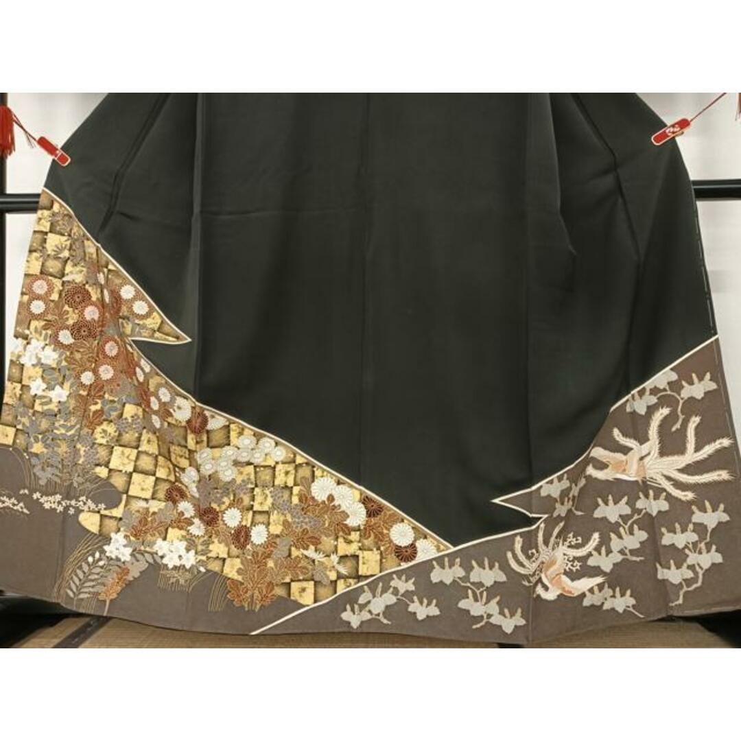 平和屋着物□豪華黒留袖 駒刺繍 鳳凰草花文 暈し染め 金彩 正絹 平和屋着物□豪華黒留袖 駒刺繍 鳳凰草花文 暈し染め 金彩 正絹