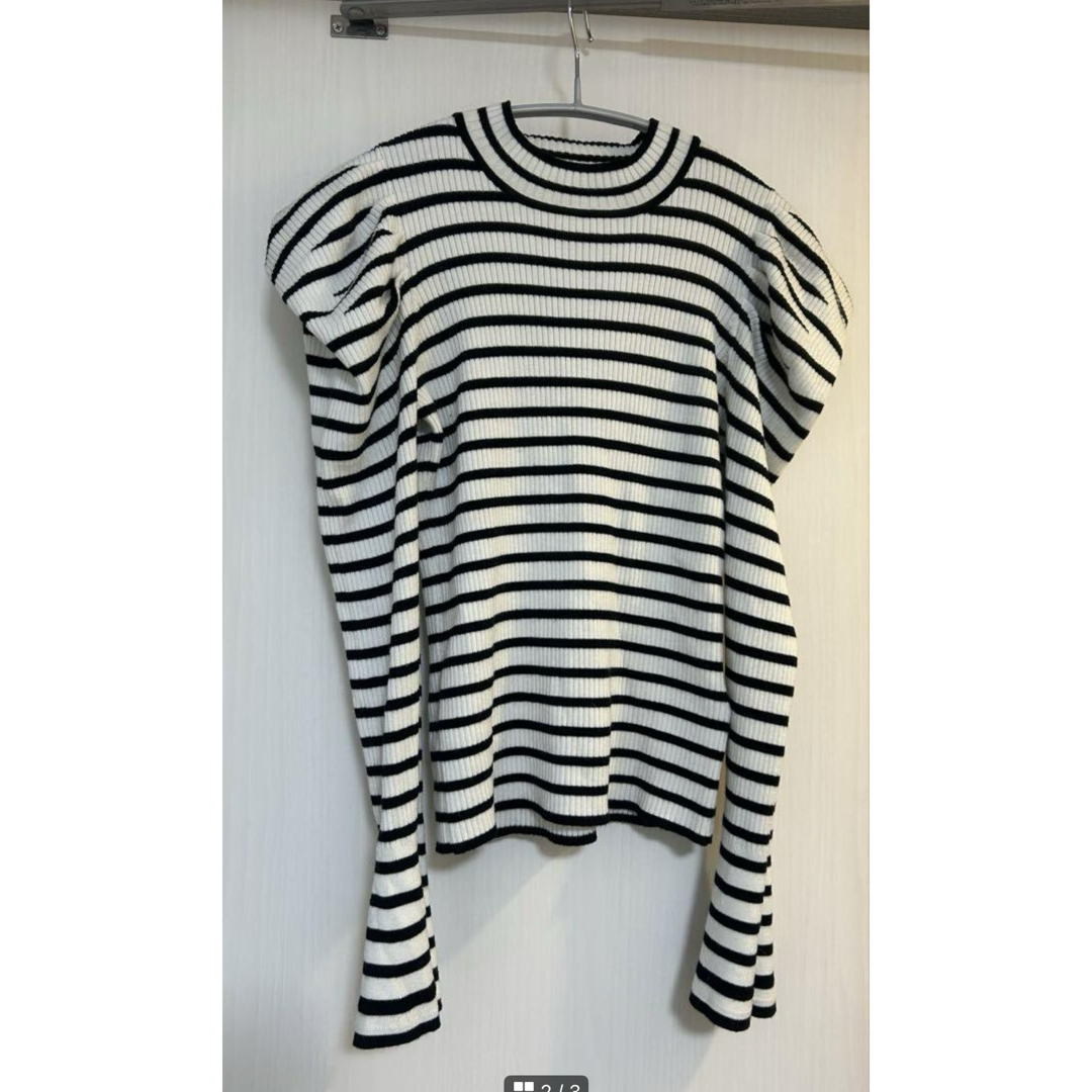 Her lip to - Volume Sleeve Stripe Knit Top herlipto Mの通販 Her lip to - Volume Sleeve Stripe Knit Top herlipto Mの通販