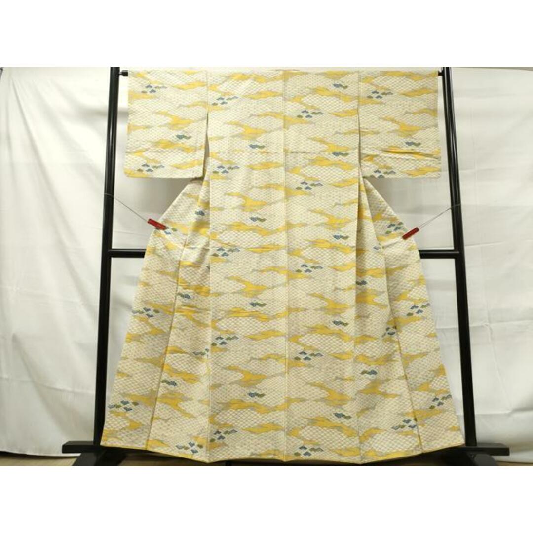 平和屋着物□上質な小紋 お召縮緬 雲霞草花文 正絹 逸品 平和屋着物□上質な小紋 お召縮緬 雲霞草花文 正絹 逸品