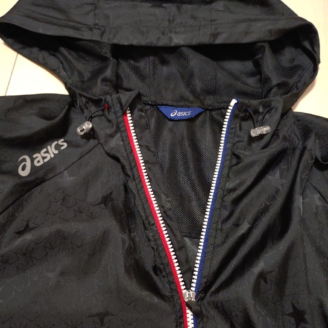 asics - アシックス ナイロン ジップアップパーカー Mサイズの asics - アシックス ナイロン ジップアップパーカー Mサイズの