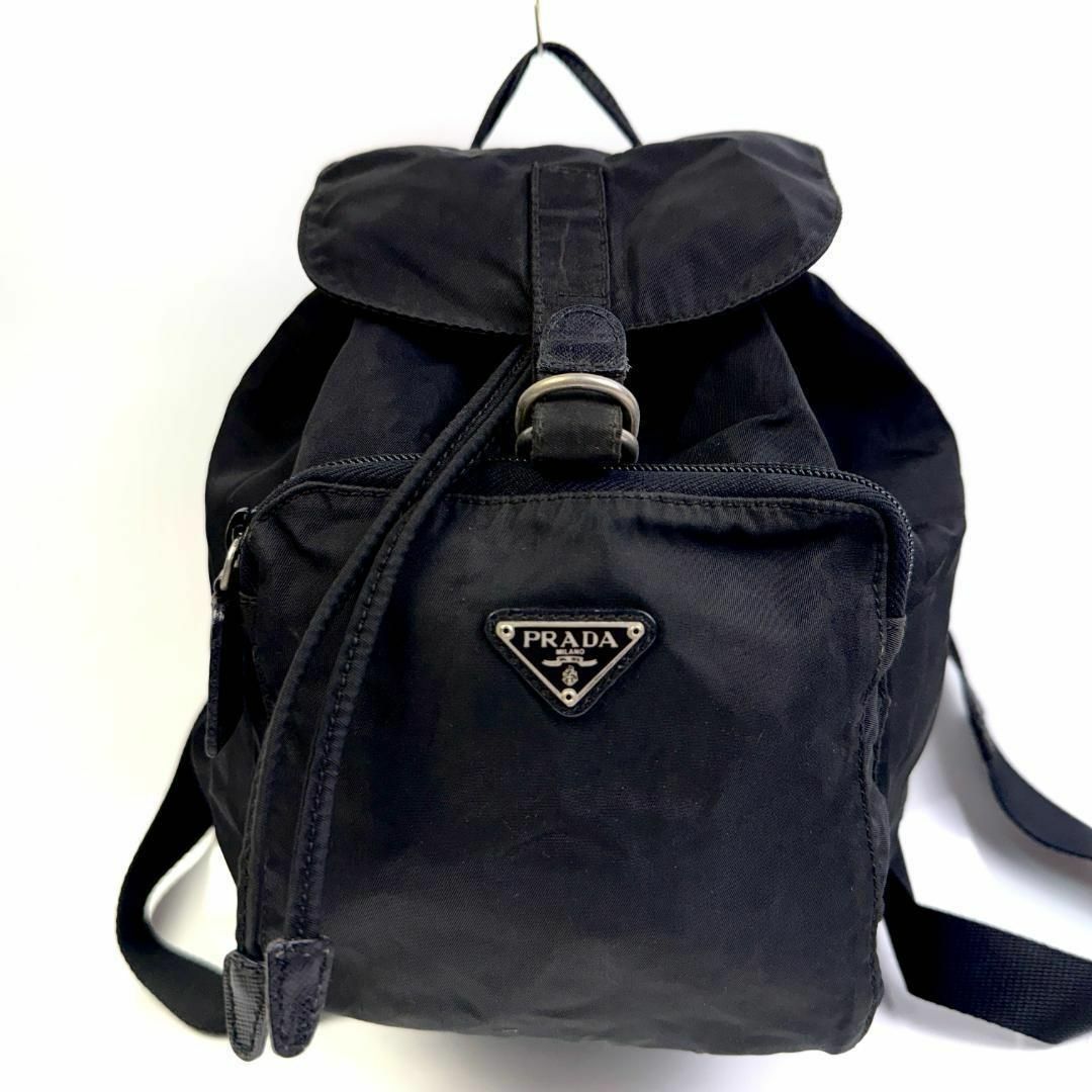 PRADA - 鑑定 PRADA プラダ 巾着ミニリュック ブラック ナイロン PRADA - 鑑定 PRADA プラダ 巾着ミニリュック ブラック ナイロン