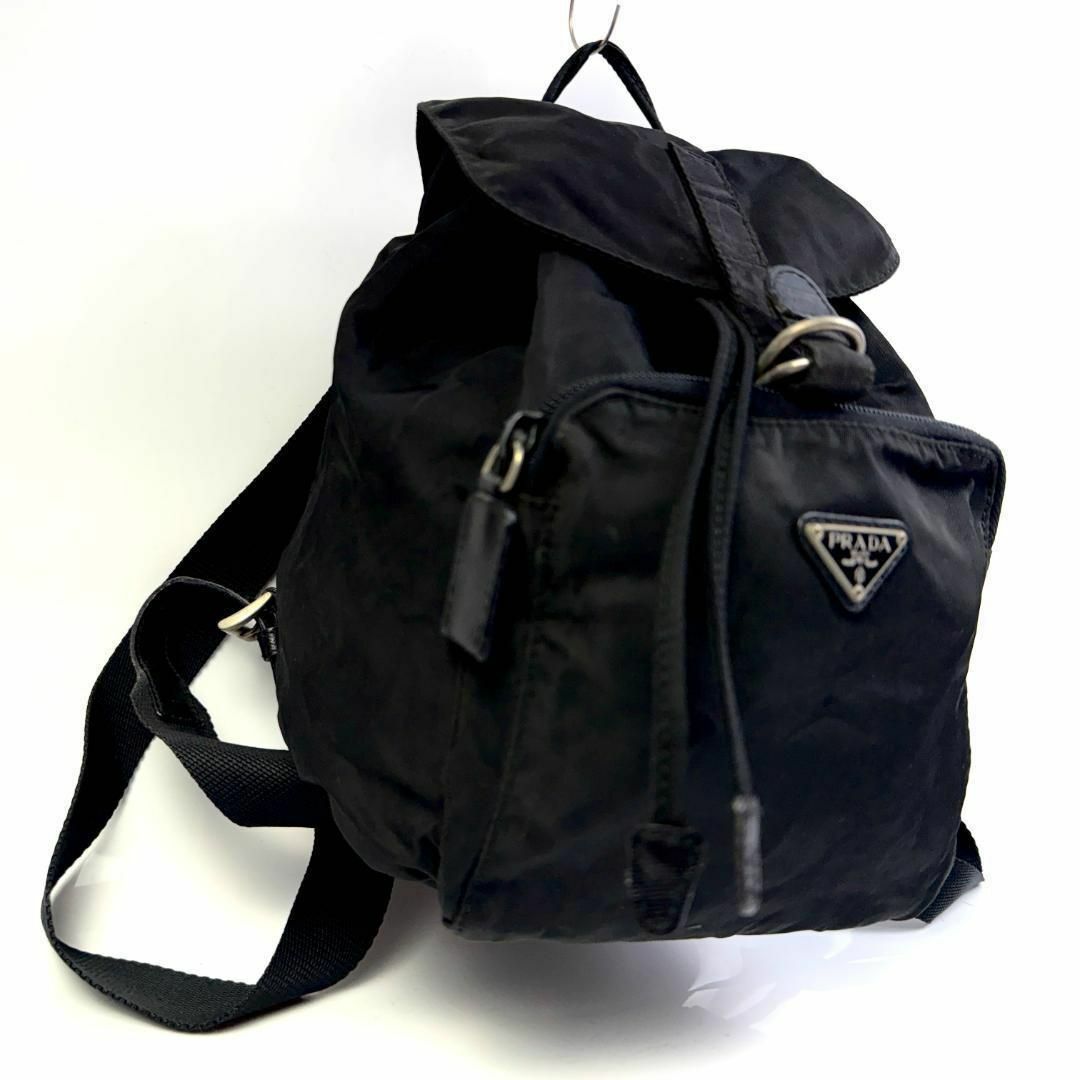 PRADA - 鑑定 PRADA プラダ 巾着ミニリュック ブラック ナイロン PRADA - 鑑定 PRADA プラダ 巾着ミニリュック ブラック ナイロン