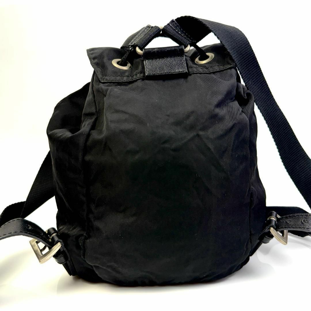 PRADA - 鑑定 PRADA プラダ 巾着ミニリュック ブラック ナイロン PRADA - 鑑定 PRADA プラダ 巾着ミニリュック ブラック ナイロン