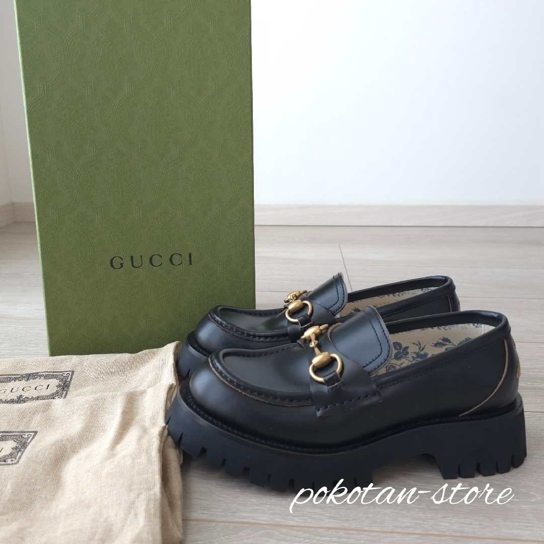 GUCCI - 極美品【グッチ】ホースビット BEE 厚底 レザー GUCCI - 極美品【グッチ】ホースビット BEE 厚底 レザー