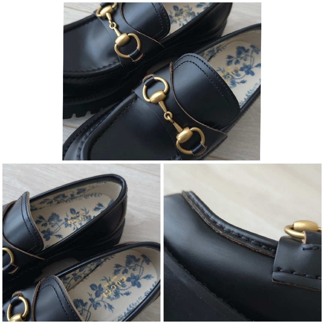 GUCCI - 極美品【グッチ】ホースビット BEE 厚底 レザー GUCCI - 極美品【グッチ】ホースビット BEE 厚底 レザー