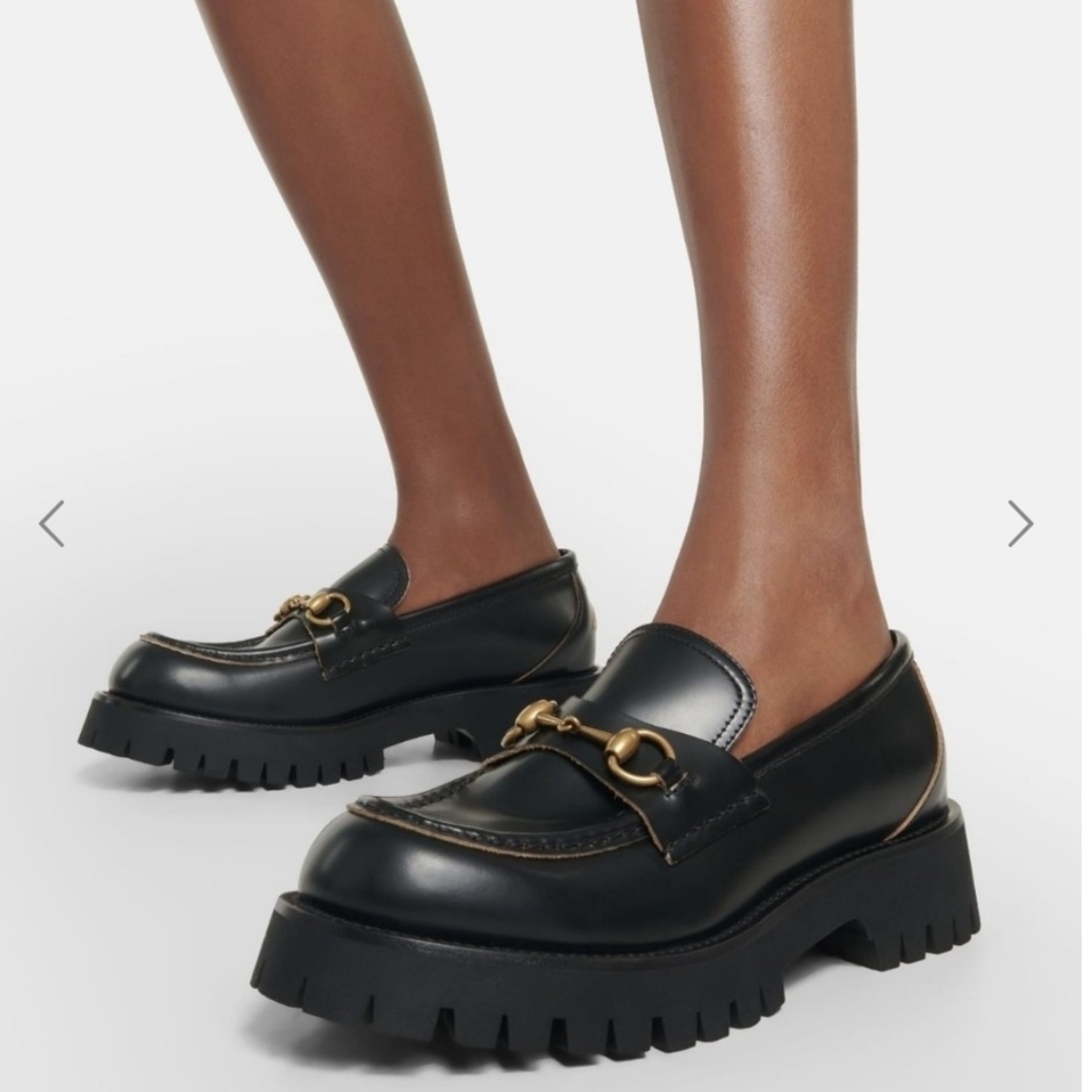 GUCCI - 極美品【グッチ】ホースビット BEE 厚底 レザー GUCCI - 極美品【グッチ】ホースビット BEE 厚底 レザー