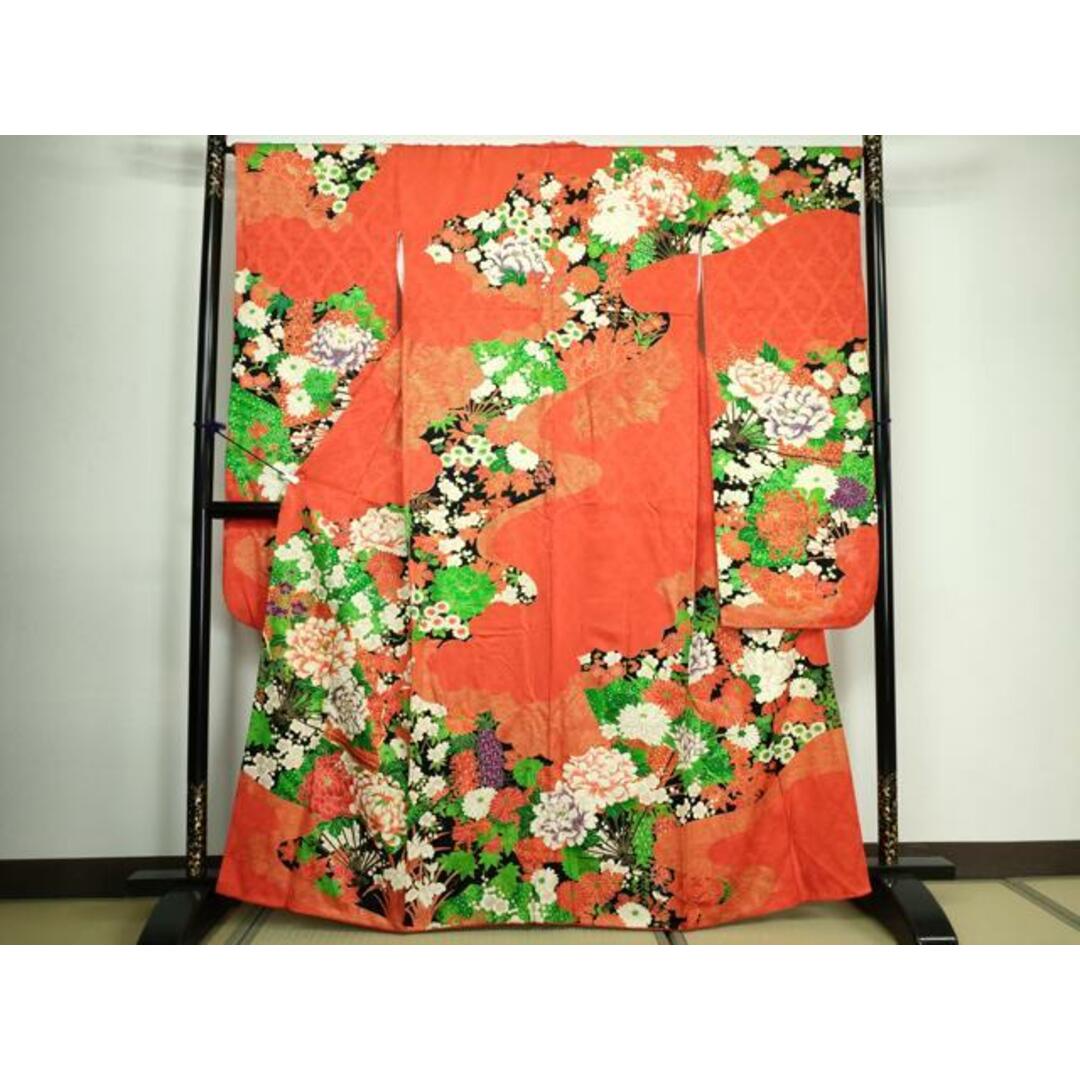 平和屋着物□豪華振袖 駒刺繍 扇面花文 金彩 正絹 逸品 平和屋着物□豪華振袖 駒刺繍 扇面花文 金彩 正絹 逸品