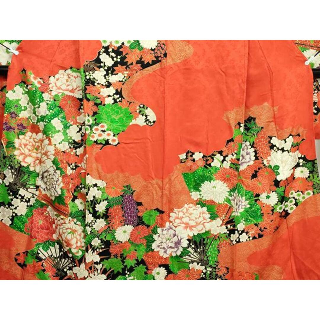 平和屋着物□豪華振袖 駒刺繍 扇面花文 金彩 正絹 逸品 平和屋着物□豪華振袖 駒刺繍 扇面花文 金彩 正絹 逸品