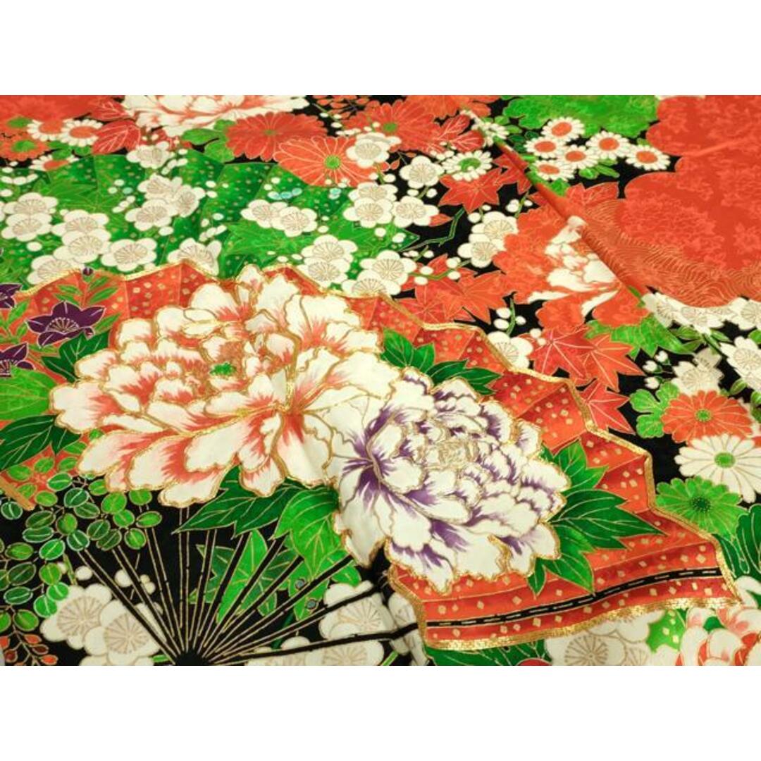 平和屋着物□豪華振袖 駒刺繍 扇面花文 金彩 正絹 逸品 平和屋着物□豪華振袖 駒刺繍 扇面花文 金彩 正絹 逸品