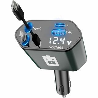 【2025新版・120W急速充電・巻き取り式】車 充電器 車載充電器 (車内アクセサリ)
