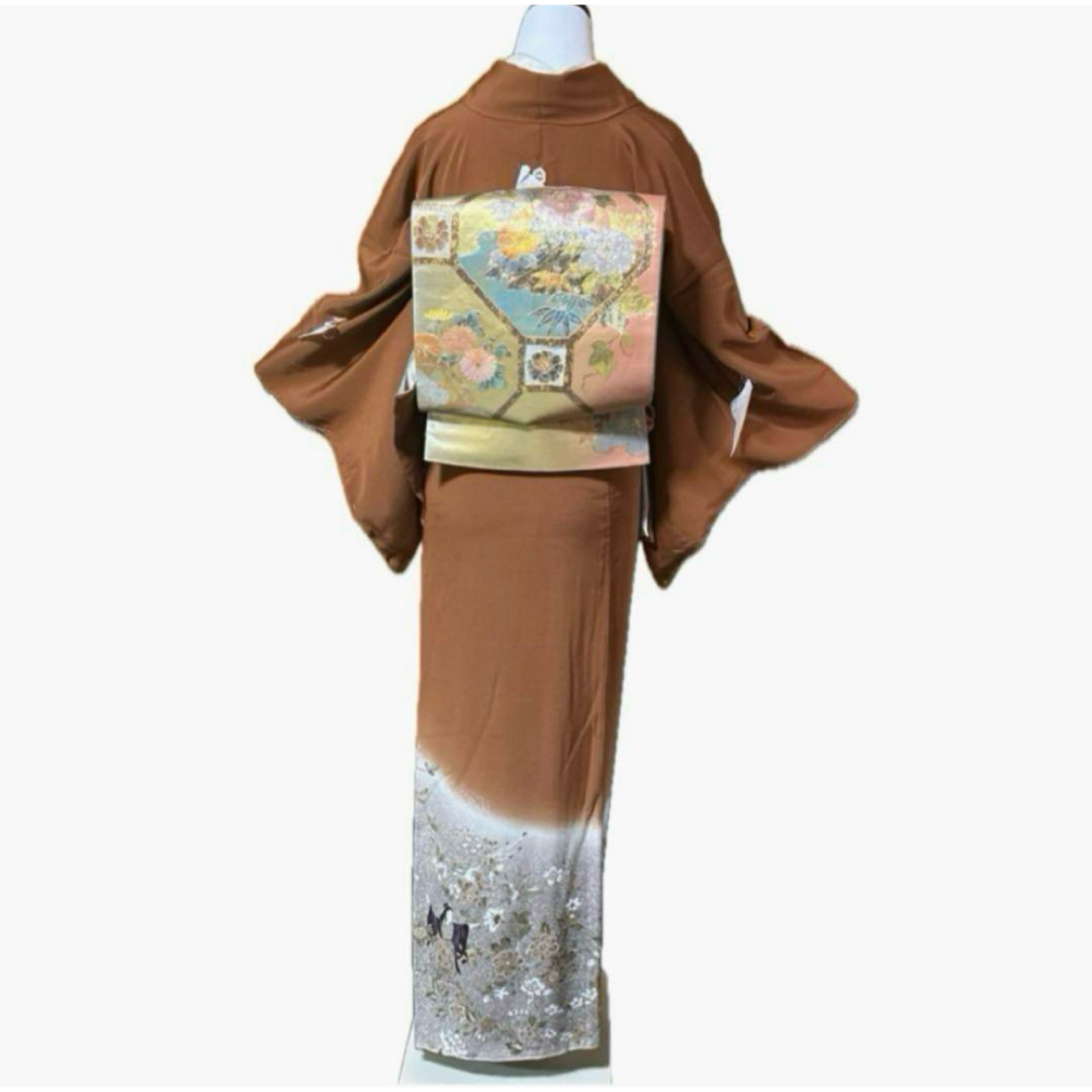 正絹5つ紋色留袖フルセット4点 新品着物+特選正絹袋帯+帯締め+ 正絹5つ紋色留袖フルセット4点 新品着物+特選正絹袋帯+帯締め+