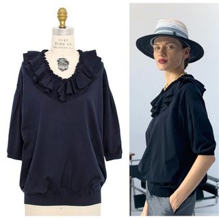 Drawer - Drawer ドゥロワー*21SS 18GコットンVネックフリル Drawer - Drawer ドゥロワー*21SS 18GコットンVネックフリル