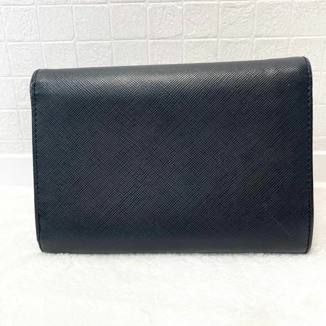PRADA - PRADA プラダ 三つ折り財布 ブラック レザー PRADA - PRADA プラダ 三つ折り財布 ブラック レザー