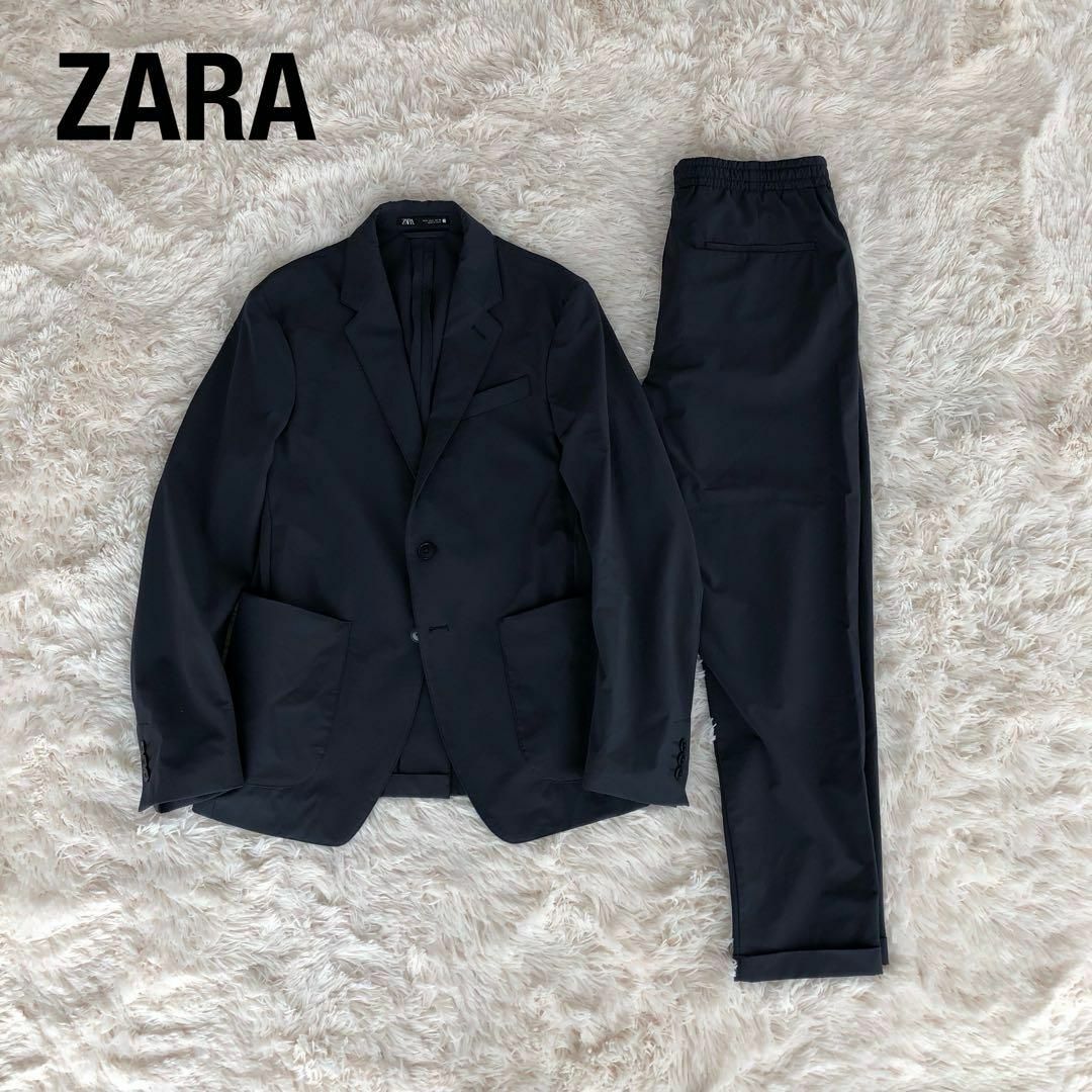 ZARA - ZARAザラセットアップスーツネイビー紺色ナイロンSM ZARA - ZARAザラセットアップスーツネイビー紺色ナイロンSM