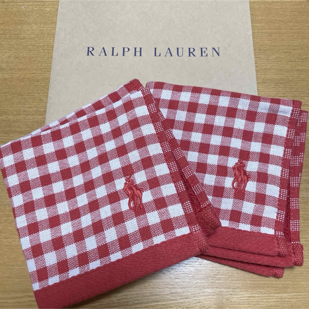 Ralph Lauren(ラルフローレン)の新品未使用 ラルフローレン ハンカチ 2枚 ギンガムチェック レッド レディースのファッション小物(ハンカチ)の商品写真