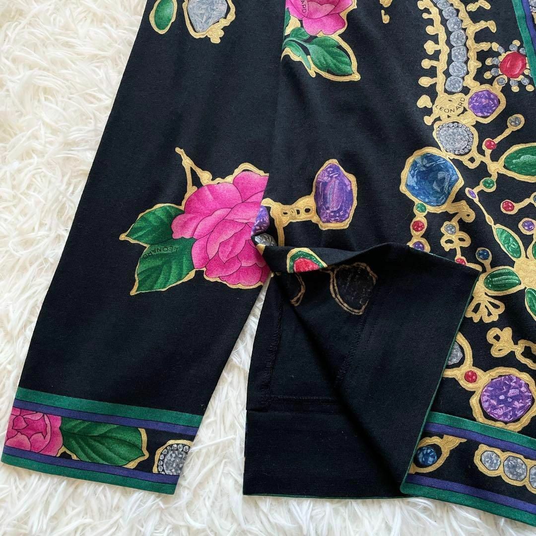 LEONARD - 【極美品】レオナール ウールシルク 宝石花柄 長袖 LEONARD - 【極美品】レオナール ウールシルク 宝石花柄 長袖