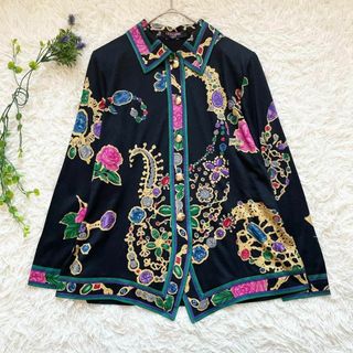 LEONARD - 【極美品】レオナール ウールシルク 宝石花柄 長袖 LEONARD - 【極美品】レオナール ウールシルク 宝石花柄 長袖