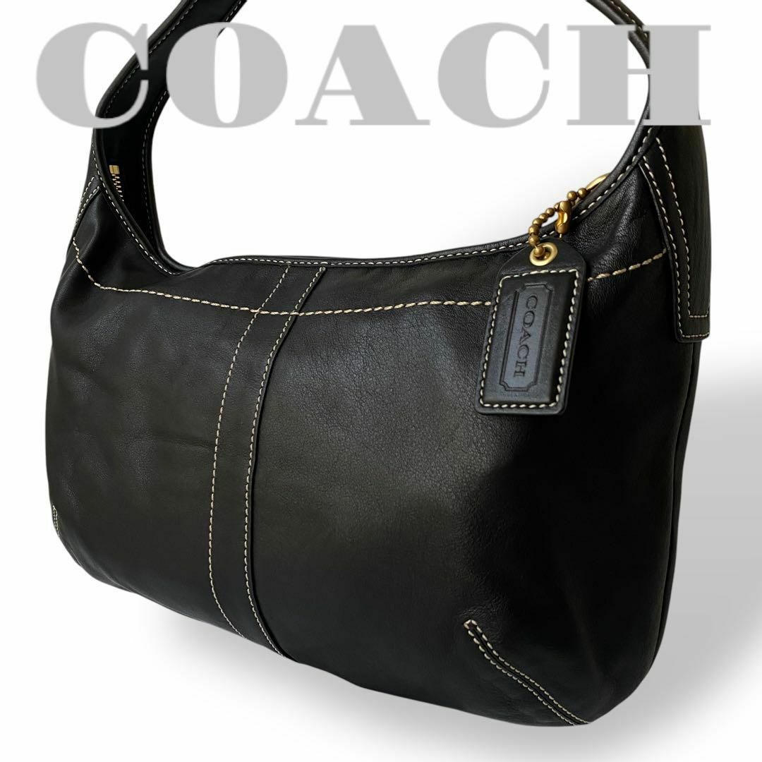COACH - 極美品 コーチ ワンショルダーバッグ ブラック レザーの COACH - 極美品 コーチ ワンショルダーバッグ ブラック レザーの