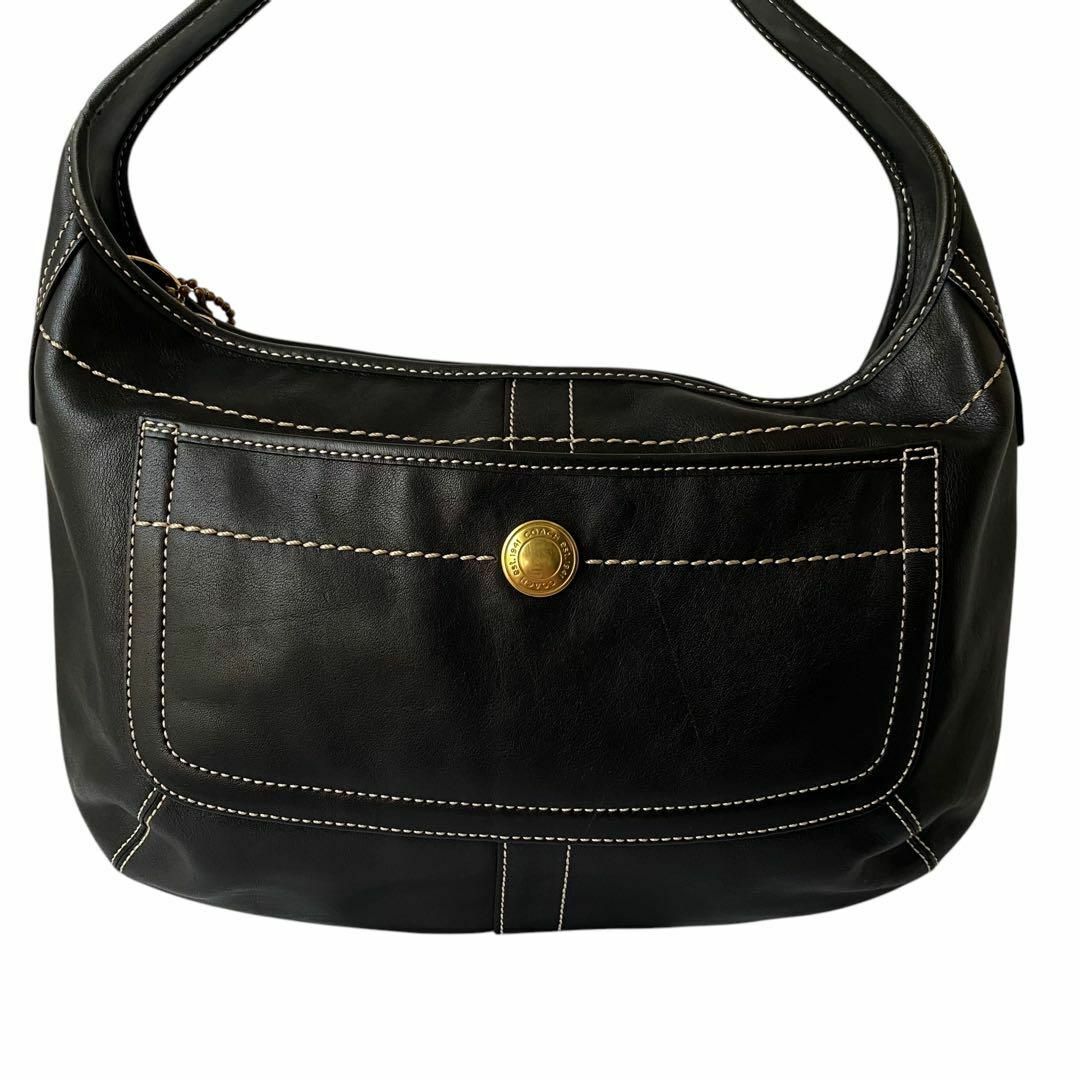 COACH - 極美品 コーチ ワンショルダーバッグ ブラック レザーの COACH - 極美品 コーチ ワンショルダーバッグ ブラック レザーの
