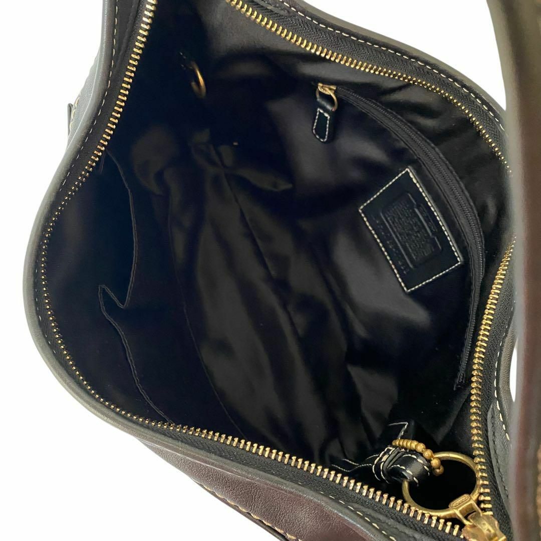 COACH - 極美品 コーチ ワンショルダーバッグ ブラック レザーの COACH - 極美品 コーチ ワンショルダーバッグ ブラック レザーの