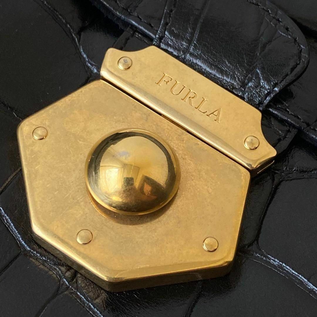 FURLA - 極美品 フルラ ハンドバッグ 型押し パイソン レザー FURLA - 極美品 フルラ ハンドバッグ 型押し パイソン レザー
