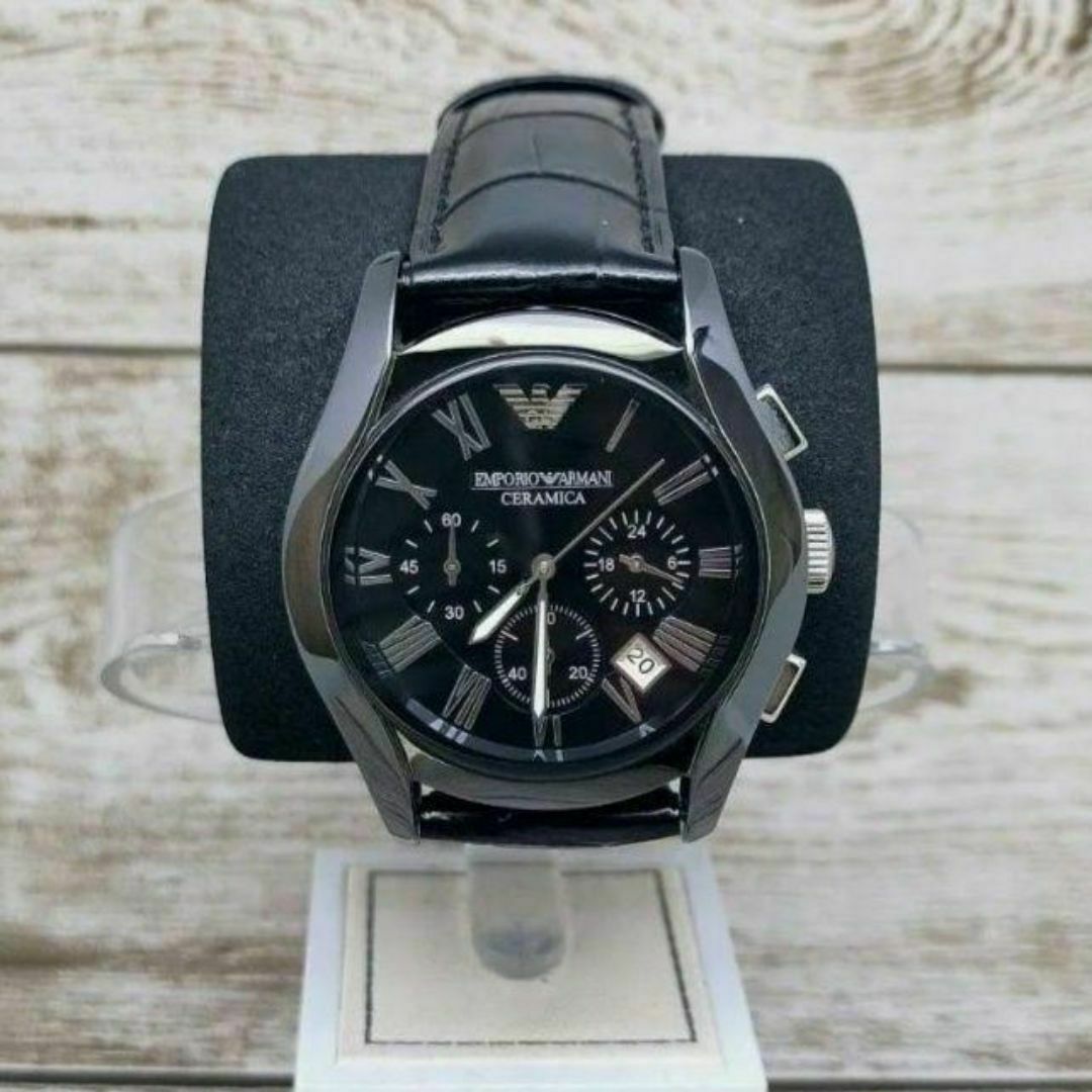 EMPORIO ARMANI - 動作品 エンポリオアルマーニ 黒 レザー EMPORIO ARMANI - 動作品 エンポリオアルマーニ 黒 レザー