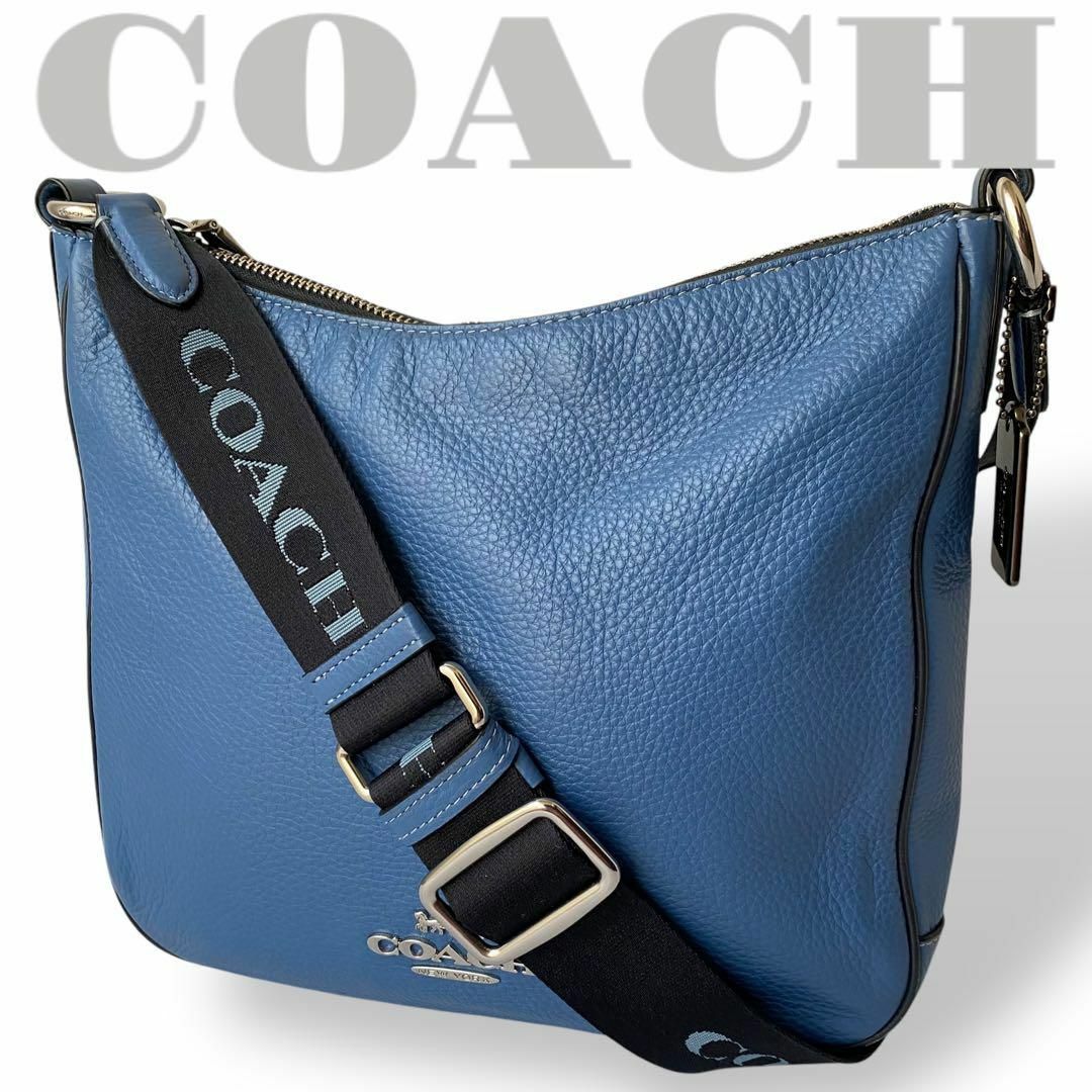 COACH - 極美品 コーチ ショルダーバッグ レザー ブルー 斜め COACH - 極美品 コーチ ショルダーバッグ レザー ブルー 斜め