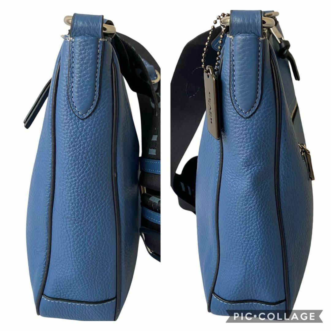 COACH - 極美品 コーチ ショルダーバッグ レザー ブルー 斜め COACH - 極美品 コーチ ショルダーバッグ レザー ブルー 斜め