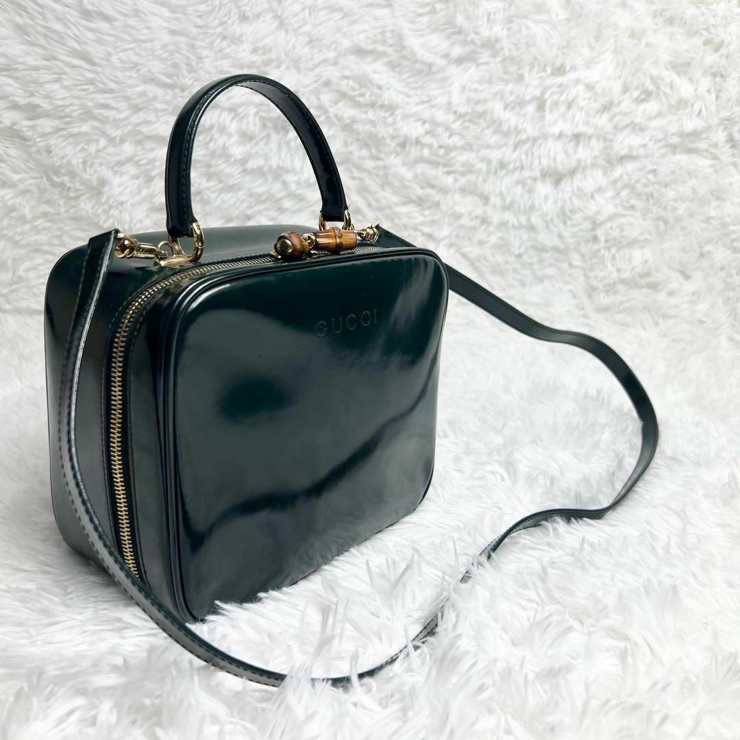 GUCCI - GUCCI グッチ バンブー エナメル 2WAY バニティ GUCCI - GUCCI グッチ バンブー エナメル 2WAY バニティ