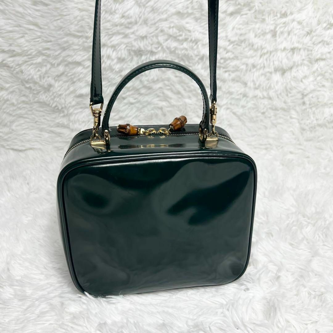 GUCCI - GUCCI グッチ バンブー エナメル 2WAY バニティ GUCCI - GUCCI グッチ バンブー エナメル 2WAY バニティ