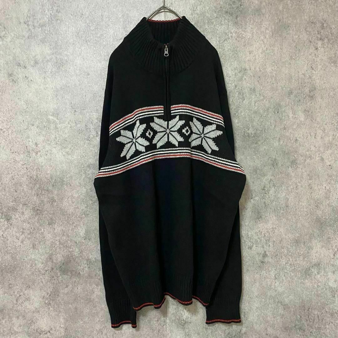 Eddie Bauer - 00s エディーバウアー ハーフジップ 柄ニット Eddie Bauer - 00s エディーバウアー ハーフジップ 柄ニット