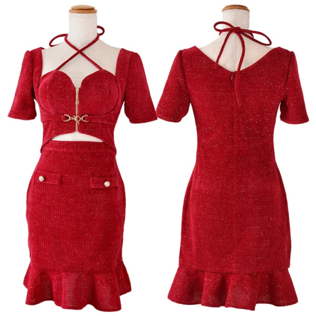 JEWELS - ラブリッチ⭐︎キャバドレス セットアップ レッド SM JEWELS - ラブリッチ⭐︎キャバドレス セットアップ レッド SM