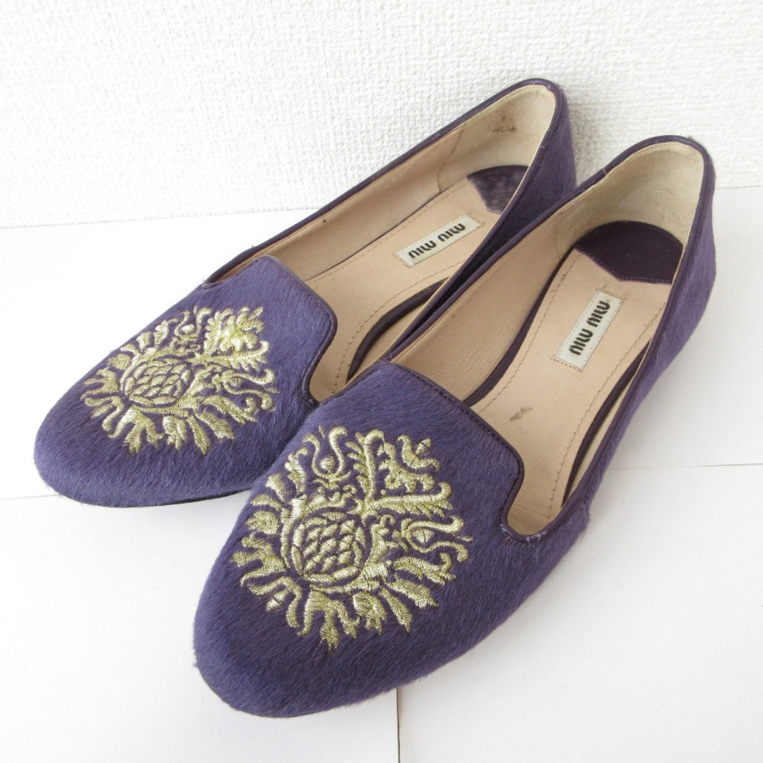 MIU MIU - 良品 miumiu ミュウミュウ ハラコ 刺繍 オペラ MIU MIU - 良品 miumiu ミュウミュウ ハラコ 刺繍 オペラ