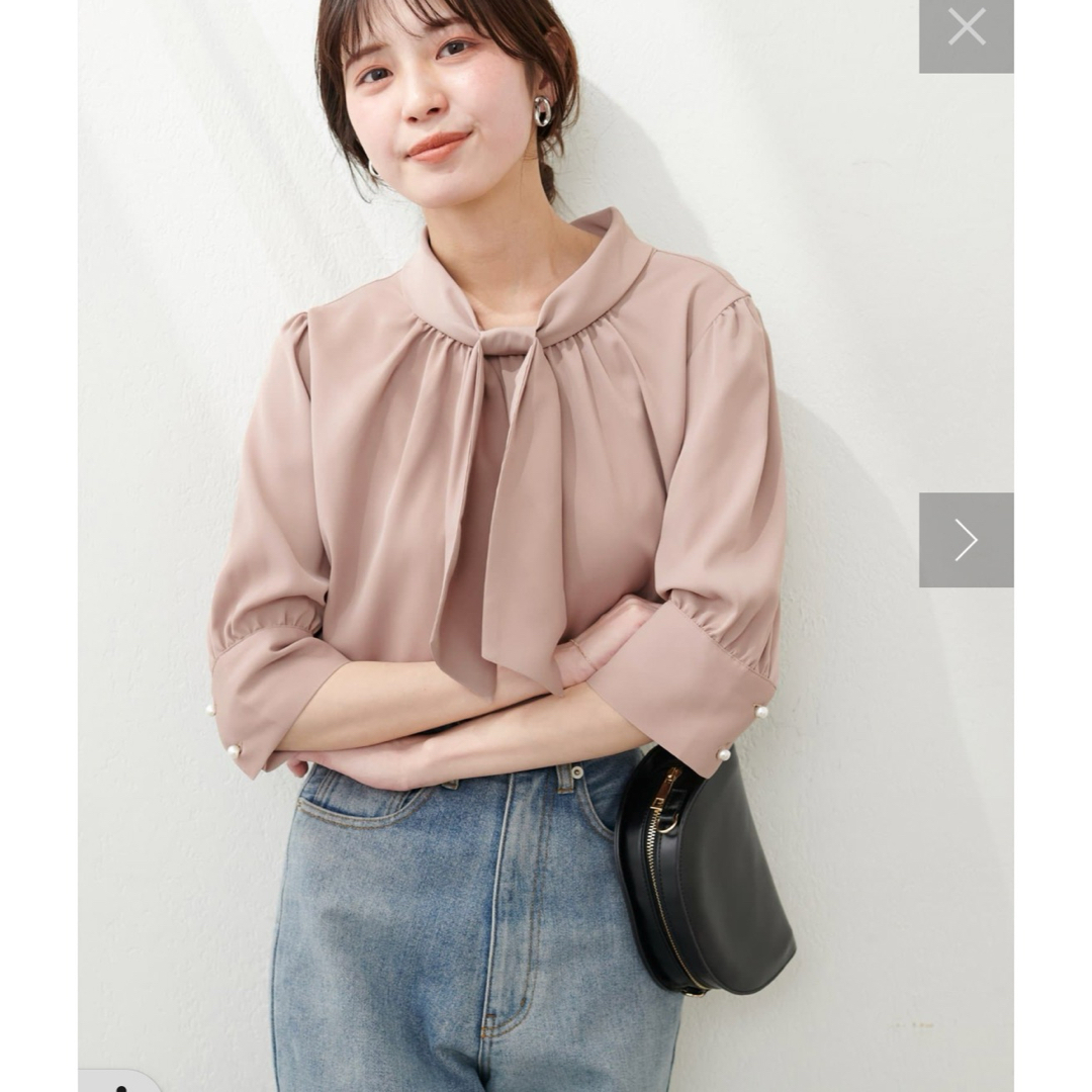 natural couture(ナチュラルクチュール)のナチュラルクチュール 袖パール ボウタイブラウス レディースのトップス(シャツ/ブラウス(長袖/七分))の商品写真