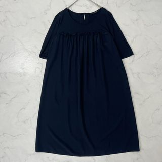 COTOO - COTOO 大きめ 日本製 切替 異素材 シルク 半袖 ひざ丈 COTOO - COTOO 大きめ 日本製 切替 異素材 シルク 半袖 ひざ丈