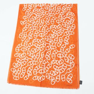 エルメス(HERMES)の極美品◎HERMES エルメス ナウサ メガロ コットン Orange Boite 現行品 シェーヌダンクル フリンジ付き ストール フランス製 メンズ 定価92,400円(ストール)