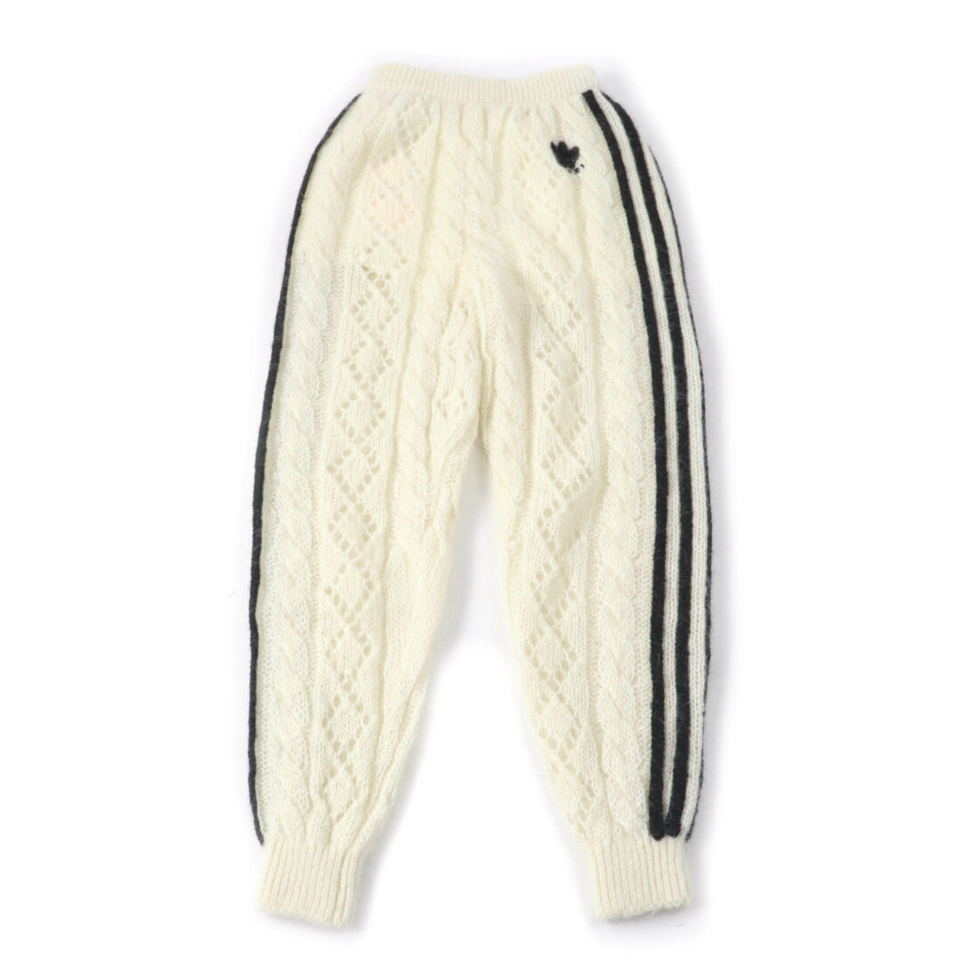 未使用品★GUCCI×adidas  グッチ×アディダス 721504 トレフォイル スリーストライプス モヘア ニットパンツ アイボリー ブラック XS イタリア製 正規品 レディース