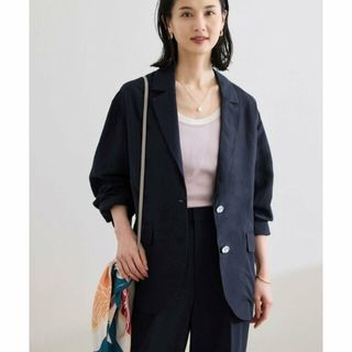 ロペ(ROPE’)の【ネイビー（40）】レーヨンリネン ライトジャケット【セットアップパンツ・ワンピース対応】(テーラードジャケット)