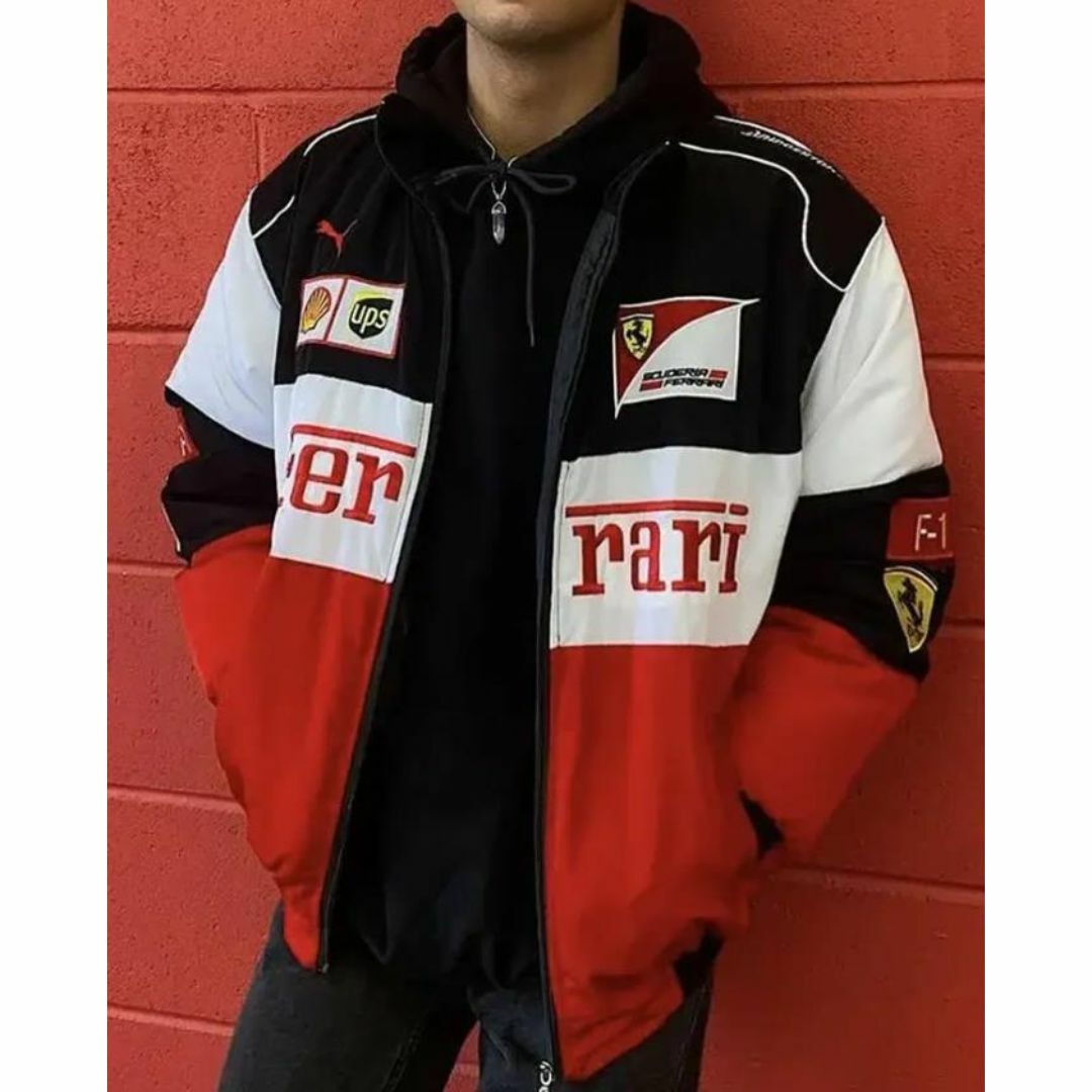フェラーリ Ferrari ジャケット F1 レーシング レッド 刺繍ロゴ フェラーリ Ferrari ジャケット F1 レーシング レッド 刺繍ロゴ
