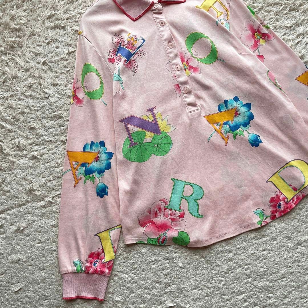 LEONARD - 【大きいサイズLL】レオナール ポロシャツ 総柄 花柄 LEONARD - 【大きいサイズLL】レオナール ポロシャツ 総柄 花柄