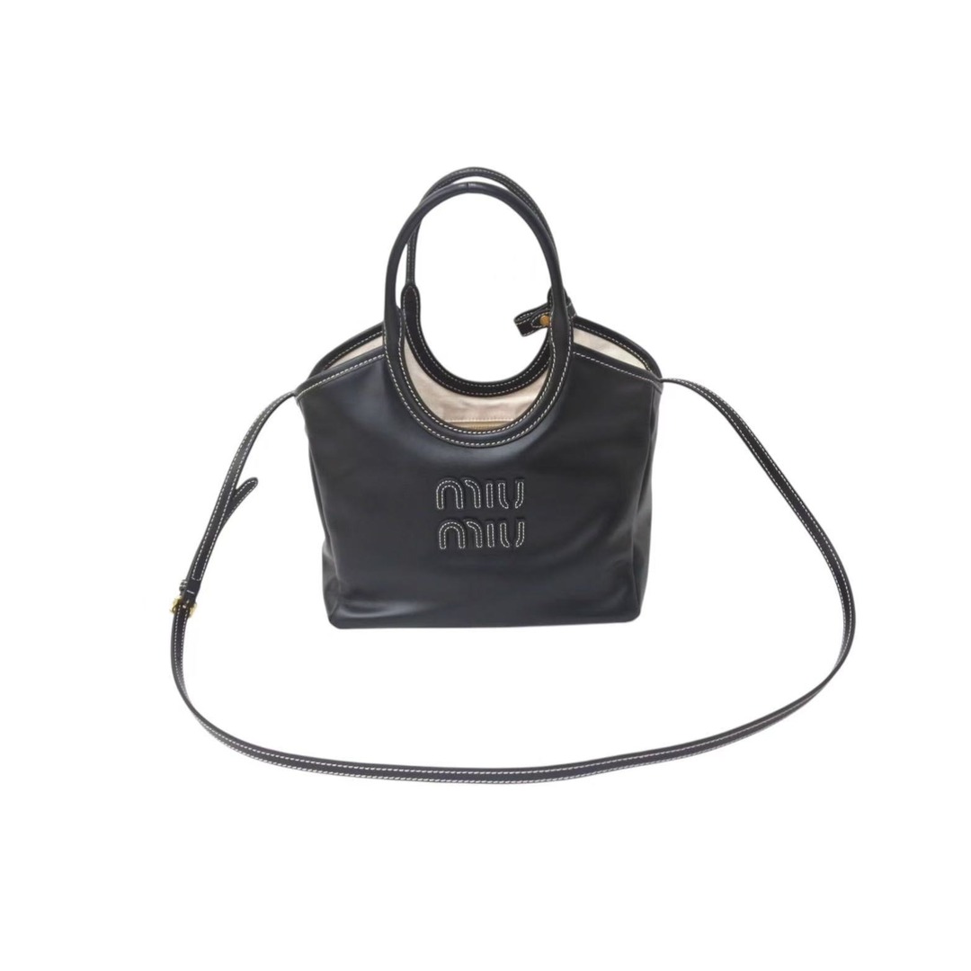MIU MIU - 極美品 MIUMIU ミュウミュウ アイビー ハンドバッグ ショルダーバッグ 2WAY 5BA284 レザー ブラック ゴールド金具 中古 4b000322