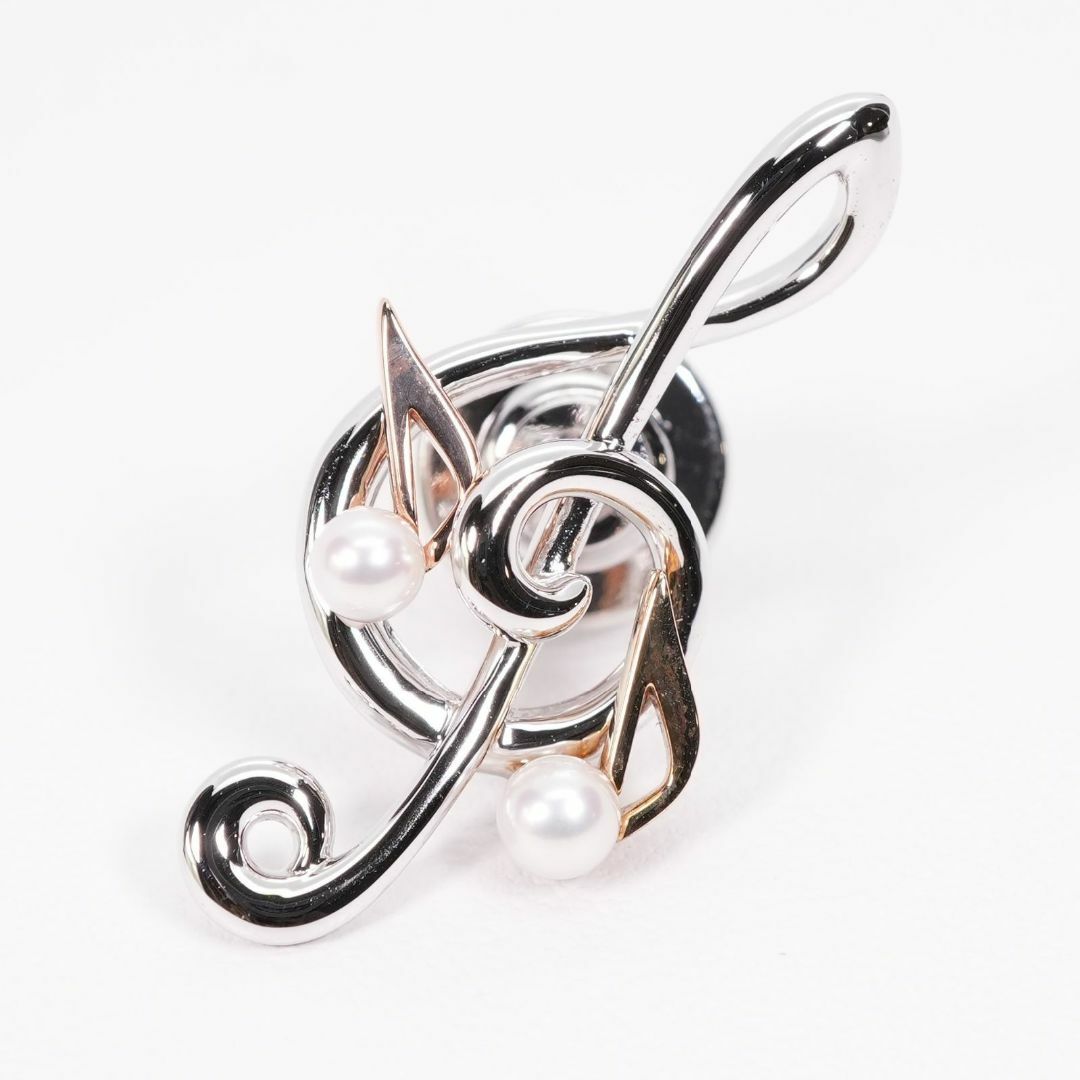 MIKIMOTO - 美品 ミキモト ト音記号 ブローチ 音符 シルバー×K18 MIKIMOTO - 美品 ミキモト ト音記号 ブローチ 音符 シルバー×K18