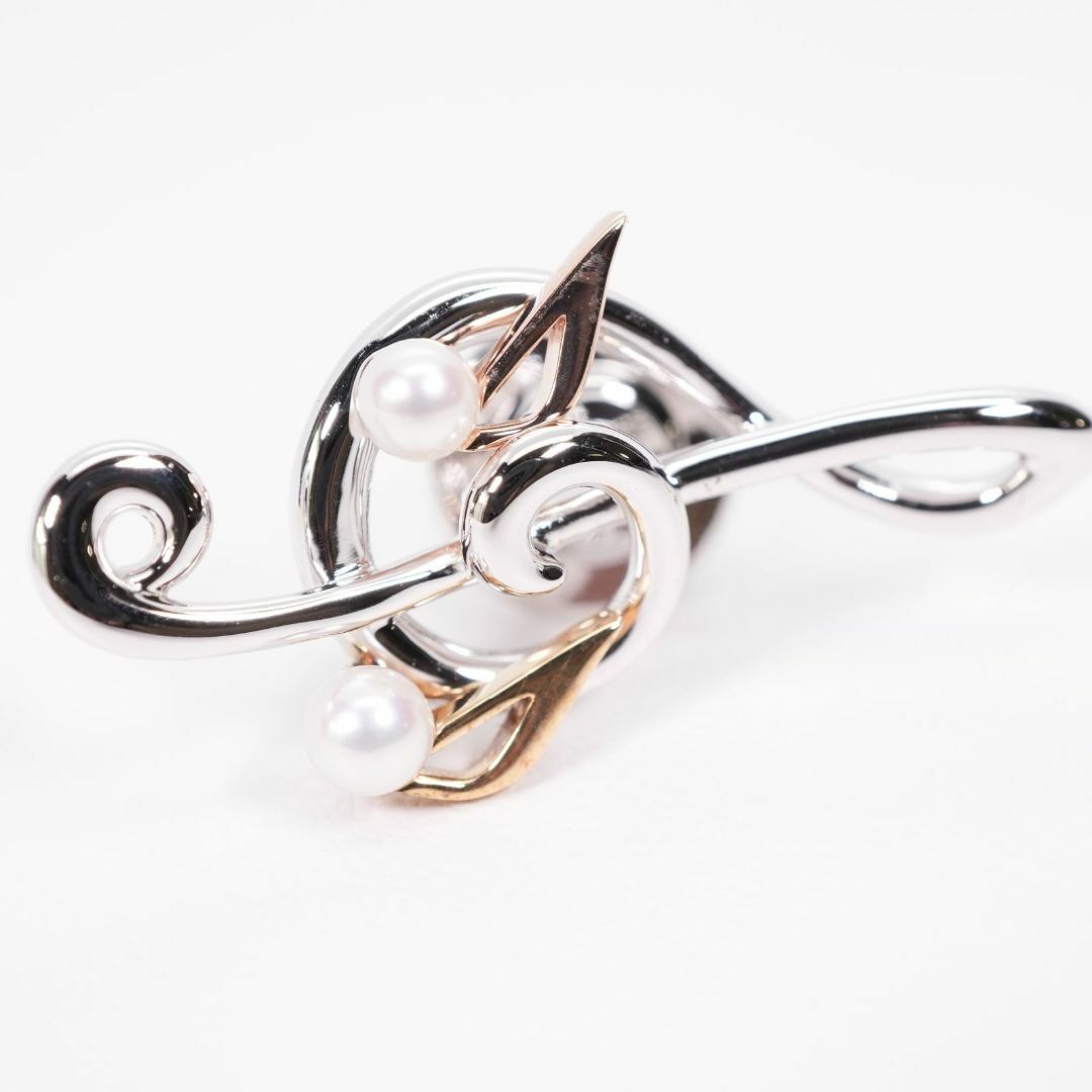 MIKIMOTO - 美品 ミキモト ト音記号 ブローチ 音符 シルバー×K18 MIKIMOTO - 美品 ミキモト ト音記号 ブローチ 音符 シルバー×K18