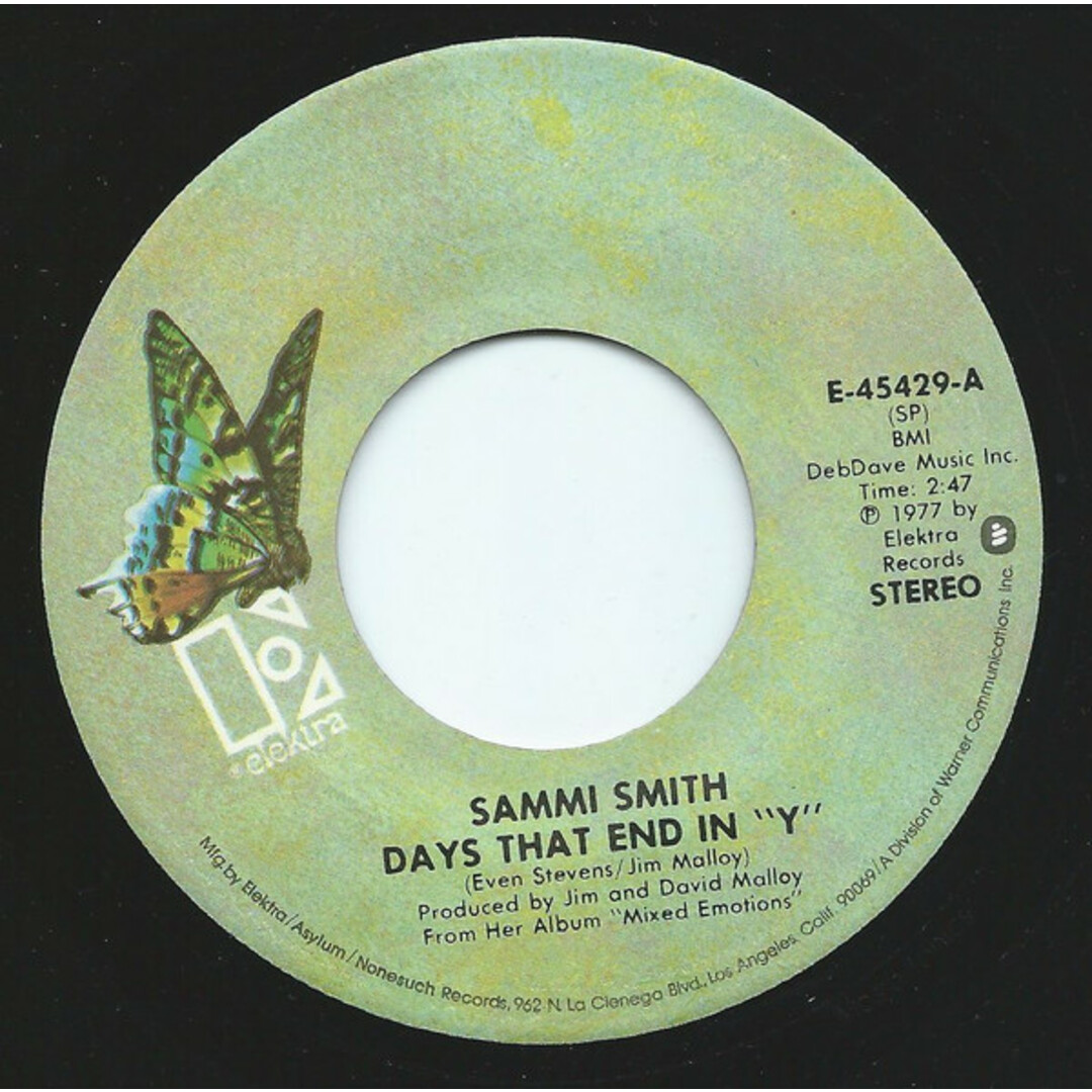 米7” Sammi Smith Days That End In ”Y” / Hallelujah For Beer E45429 Elektra /00080 エンタメ/ホビーのエンタメ その他(その他)の商品写真
