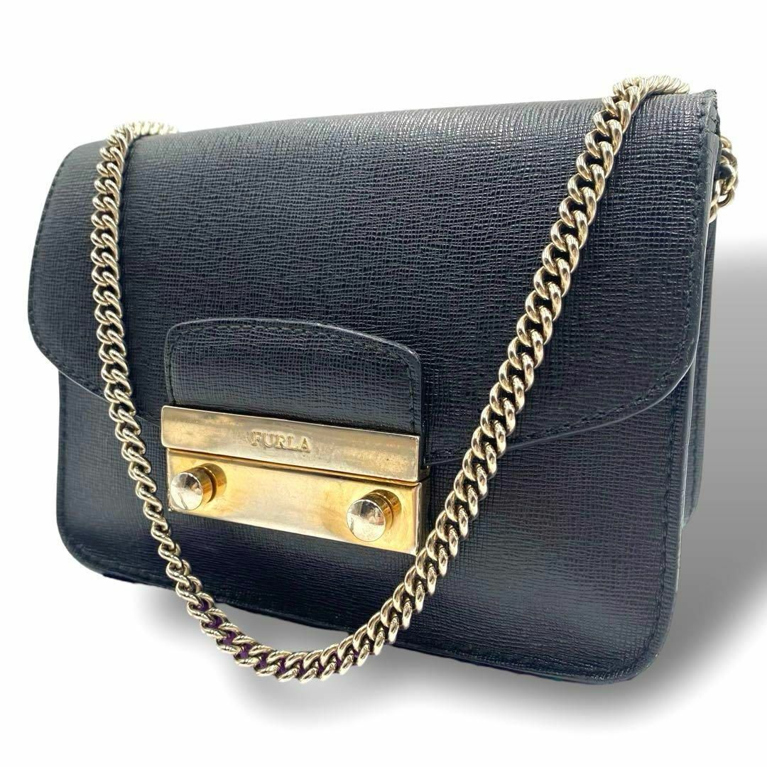 FURLA - FURLA メトロポリス ショルダーバッグ チェーン レザー FURLA - FURLA メトロポリス ショルダーバッグ チェーン レザー