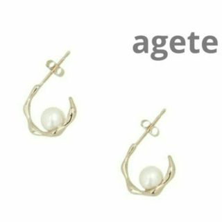 熱い販売 agete agete 黒石付きチャーム K10YG ピアス フープ アガット - ピアス