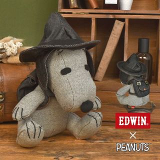 エドウイン(EDWIN)のぬいぐるみ スヌーピー デニム ビーグルスカウト エドウィン EDWIN コラボ PEANUTS SNOOPY キャラクター 限定 グッズ 人形 座り 自立 インテリア 雑貨 おしゃれ かわいい 大人 可愛い シンプル(ぬいぐるみ)
