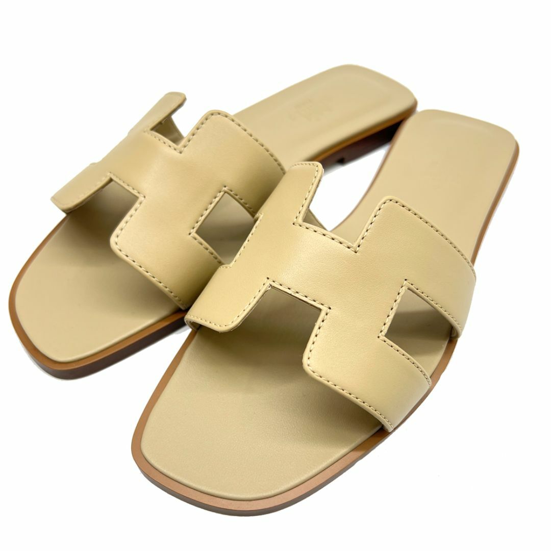 HERMES - HERMES エルメス オラン ベージュナチュラル #37 1/2 HERMES - HERMES エルメス オラン ベージュナチュラル #37 1/2
