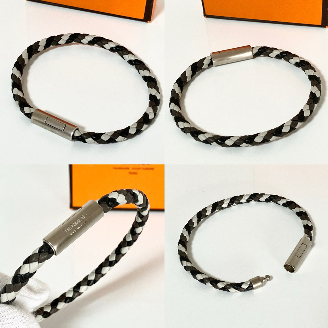 HERMES - HERMES エルメス ゴリアテ グレー白黒 ブレスレット HERMES - HERMES エルメス ゴリアテ グレー白黒 ブレスレット