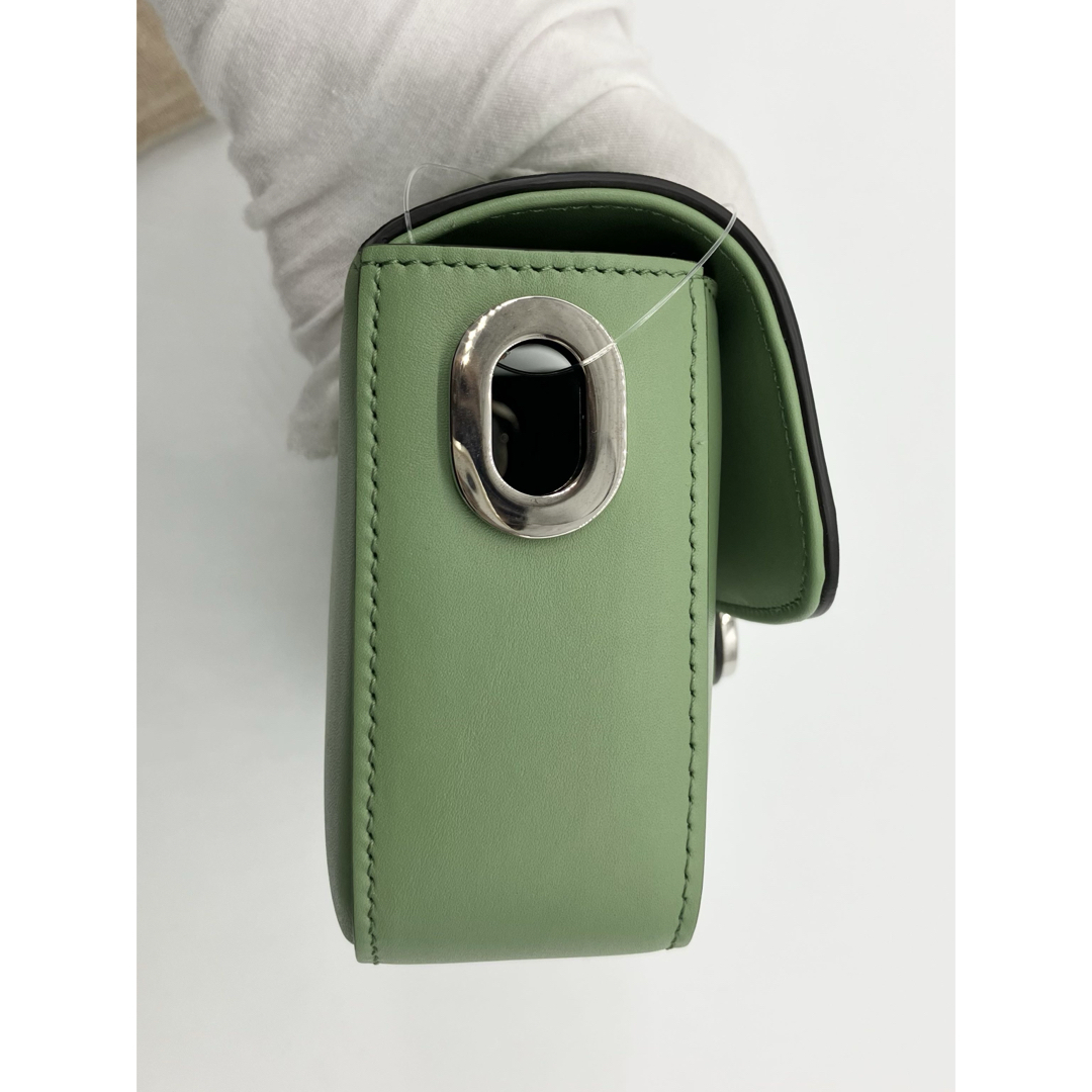 GUCCI - GUCCI プチGG レザー 2way ショルダーバッグ グリーンの GUCCI - GUCCI プチGG レザー 2way ショルダーバッグ グリーンの